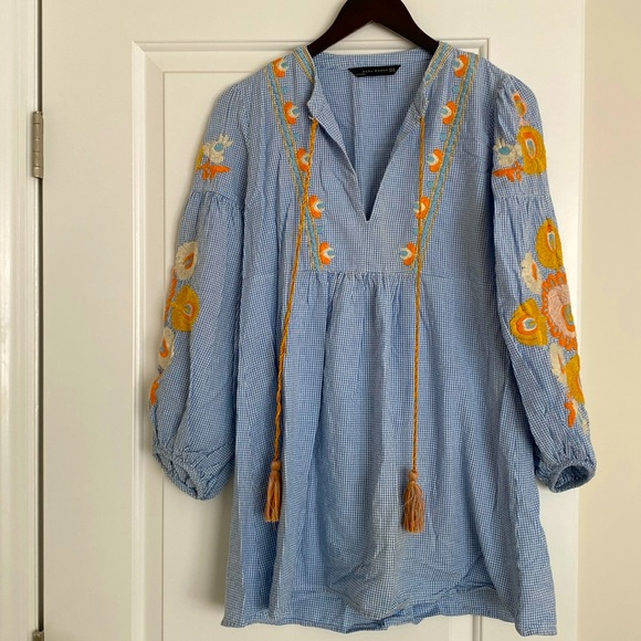 Zara | Dresses | Zara Embroidered Tunic | Poshmark